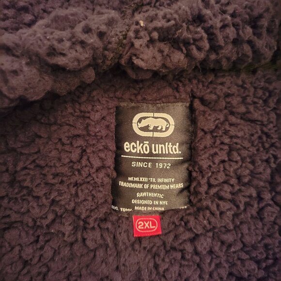 Ecko Unltd Mens Full Zip Warm Activewear Hoodie Spell Out Logo Gray Size 2XL - Picture 4 of 9